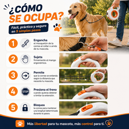 🐕 Correa Retráctil Mascotas Con Freno