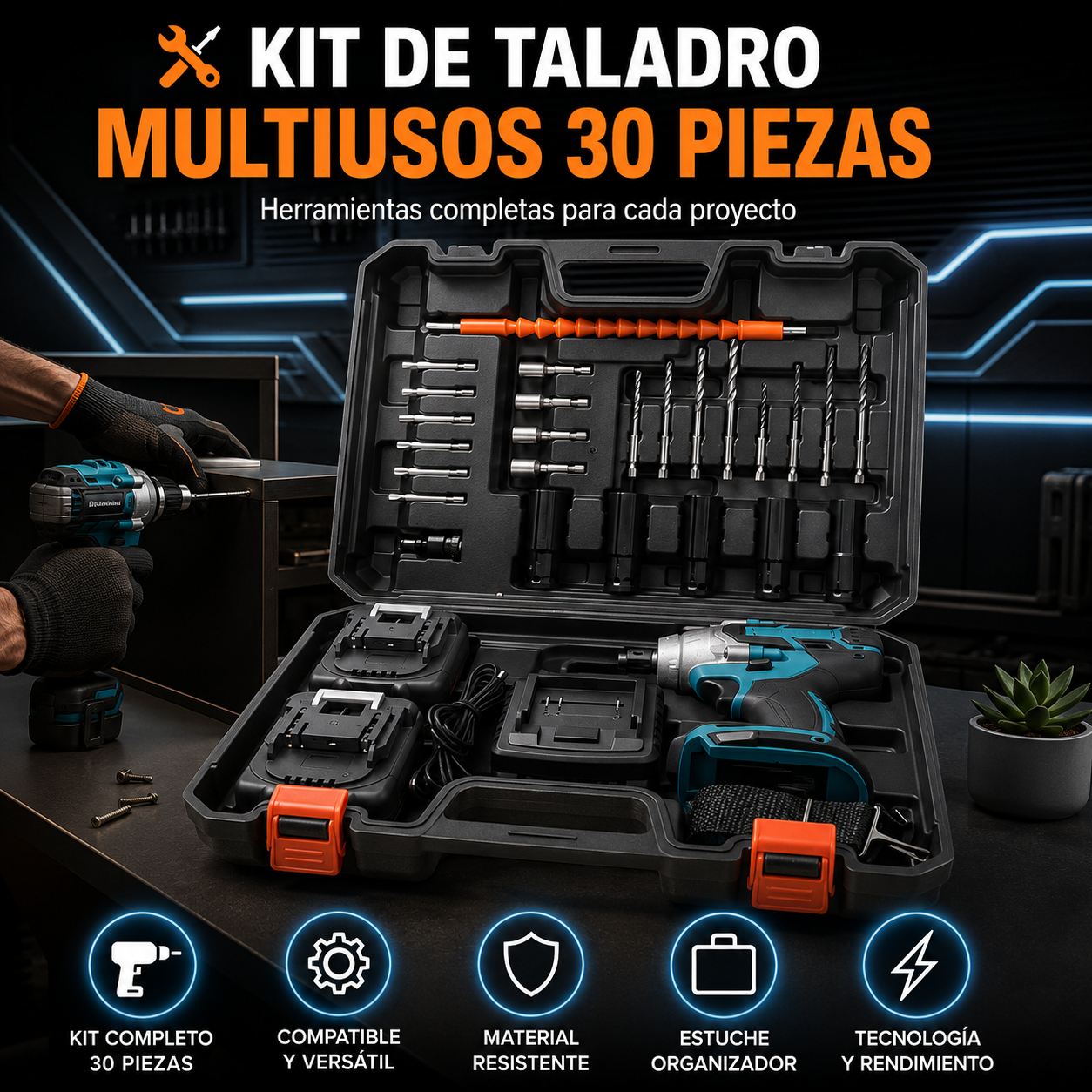 🛠️ Kit de Taladro Multiusos 30 Piezas