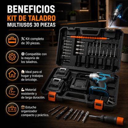 🛠️ Kit de Taladro Multiusos 30 Piezas