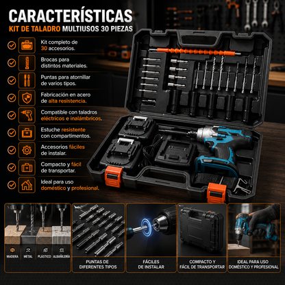 🛠️ Kit de Taladro Multiusos 30 Piezas