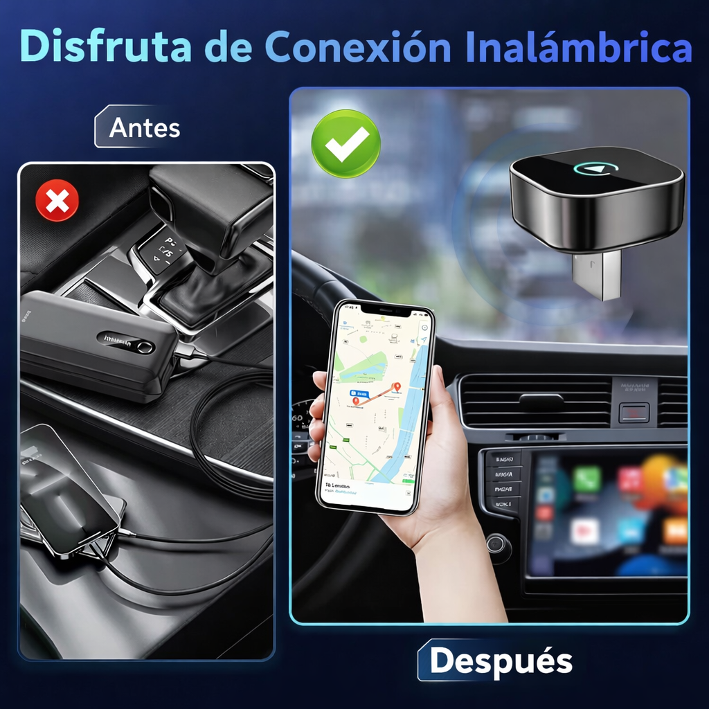 🔗 Adaptador Inalámbrico CarPlay / Android Auto USB – Plug & Play