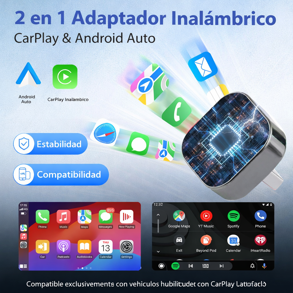 🔗 Adaptador Inalámbrico CarPlay / Android Auto USB – Plug & Play