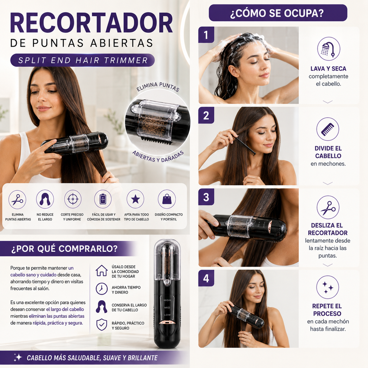 Recortador de Puntas Abiertas Split End Hair Trimmer