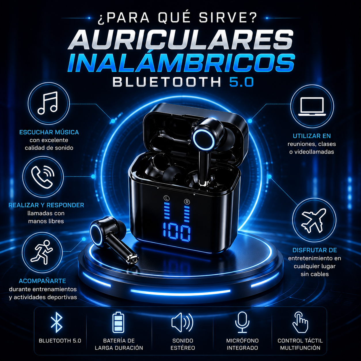 Auriculares Inalámbricos Bluetooth 5.0