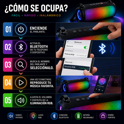 Parlante Bluetooth RGB Potente