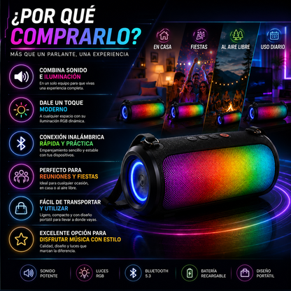 Parlante Bluetooth RGB Potente