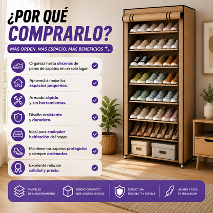 Zapatero Organizador de 9 Niveles de Gran Capacidad