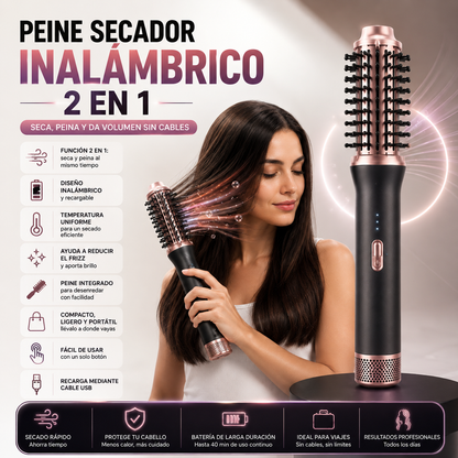 Peine Secador Inalámbrico 2 en 1