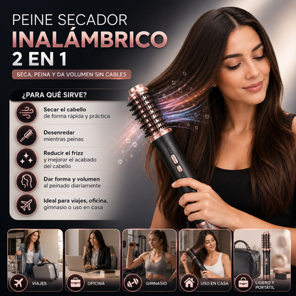 Peine Secador Inalámbrico 2 en 1