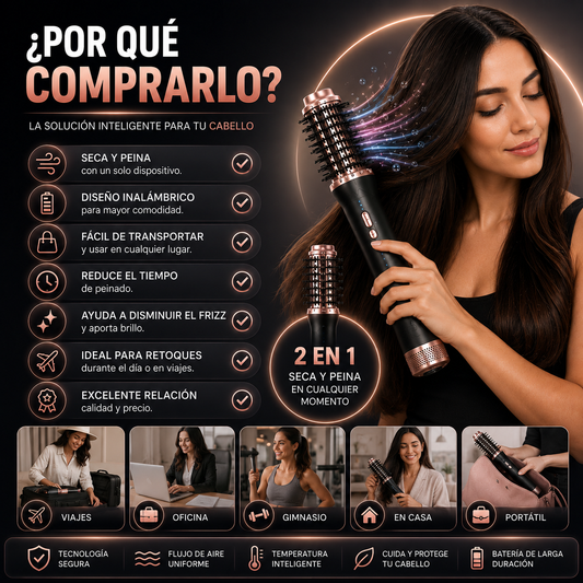 Peine Secador Inalámbrico 2 en 1