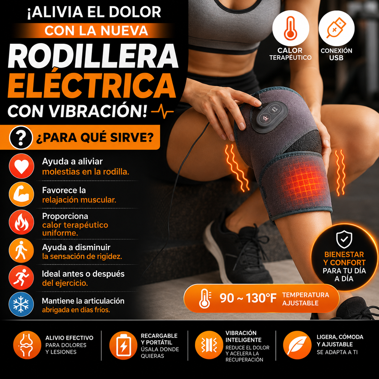 Rodillera USB con Calor Inteligente