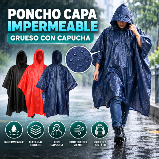 Poncho Capa Impermeable Grueso con Capucha
