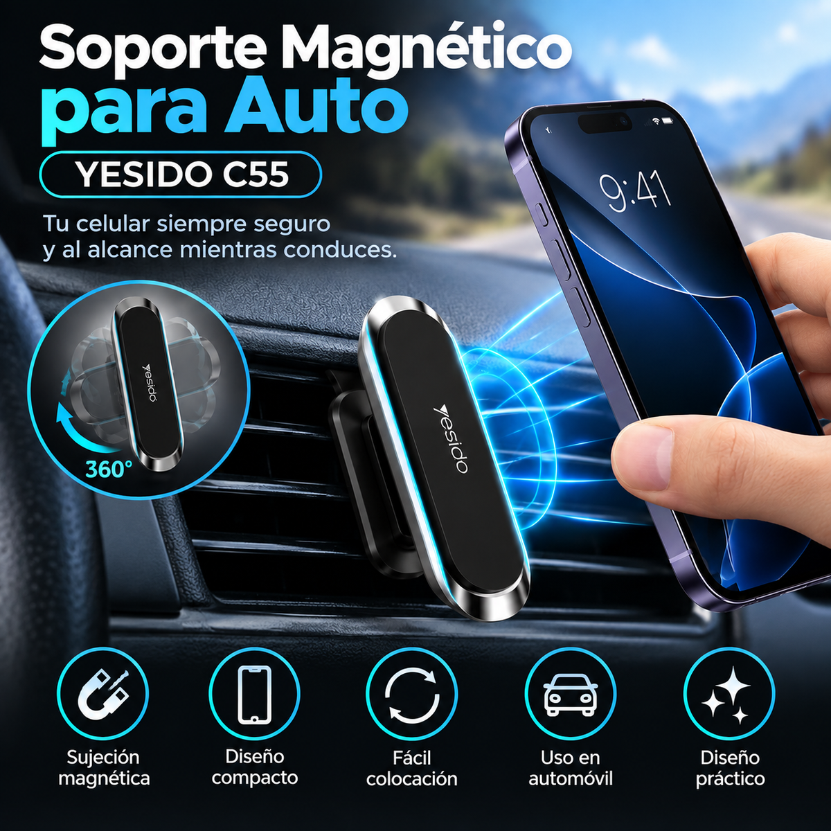 Soporte Magnético para Auto YESIDO C55