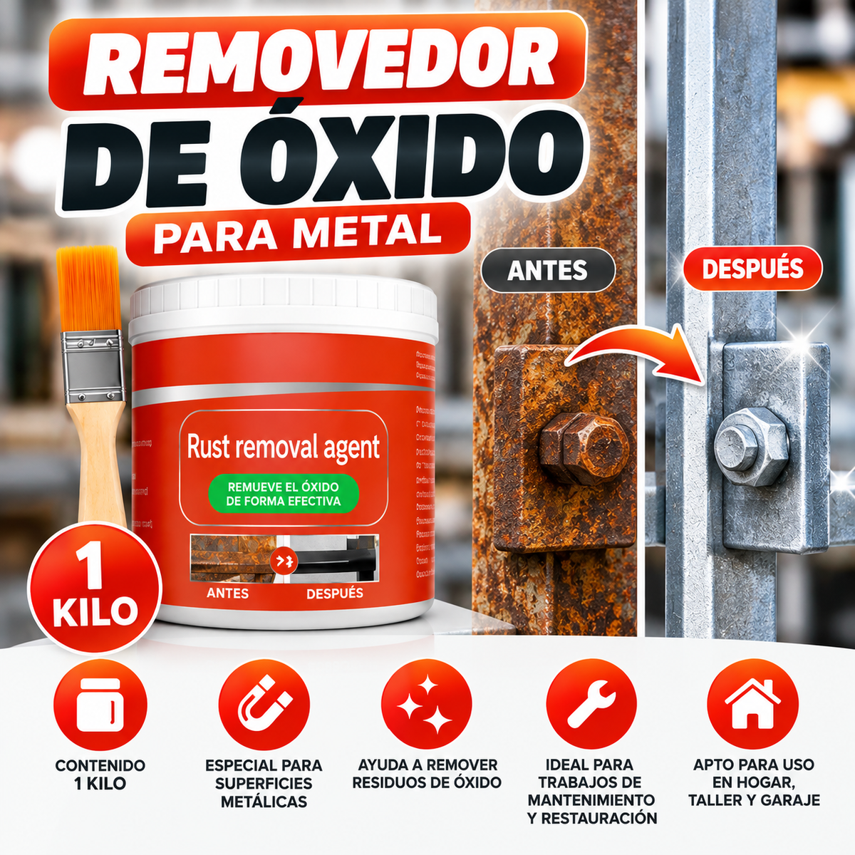 🧽 Removedor de Óxido para Metal 1 Kilo