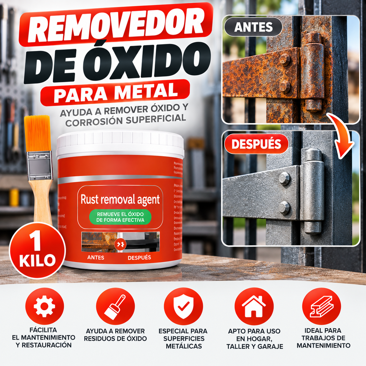 🧽 Removedor de Óxido para Metal 1 Kilo