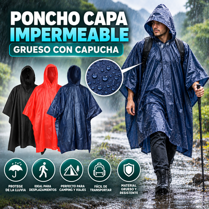 Poncho Capa Impermeable Grueso con Capucha