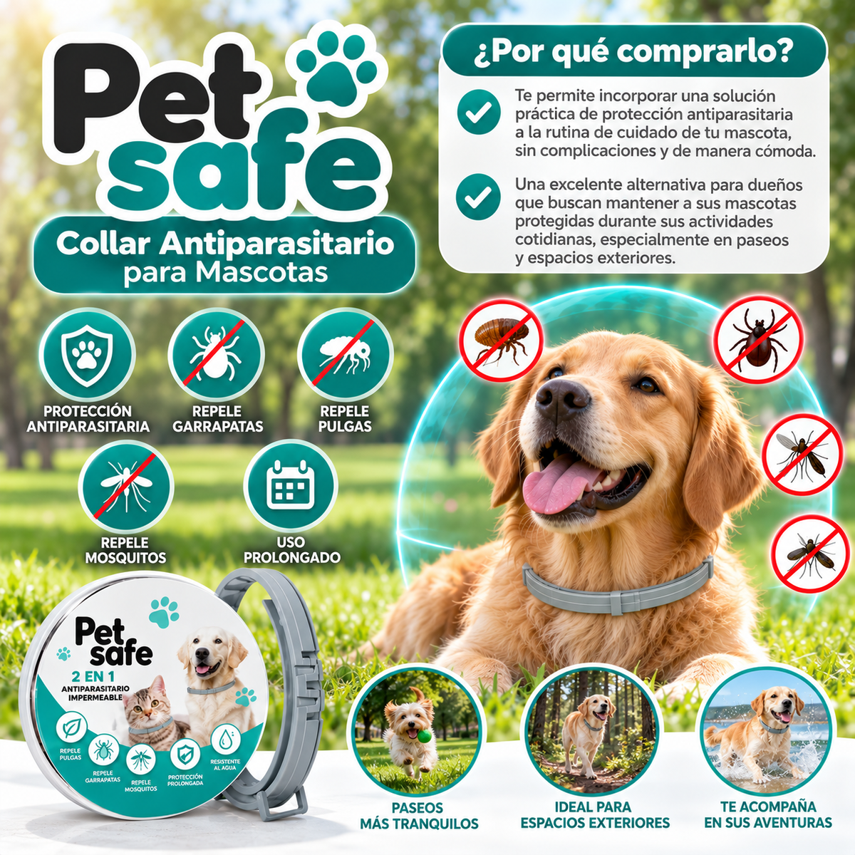🐾 Collar Antiparasitario para Mascotas
