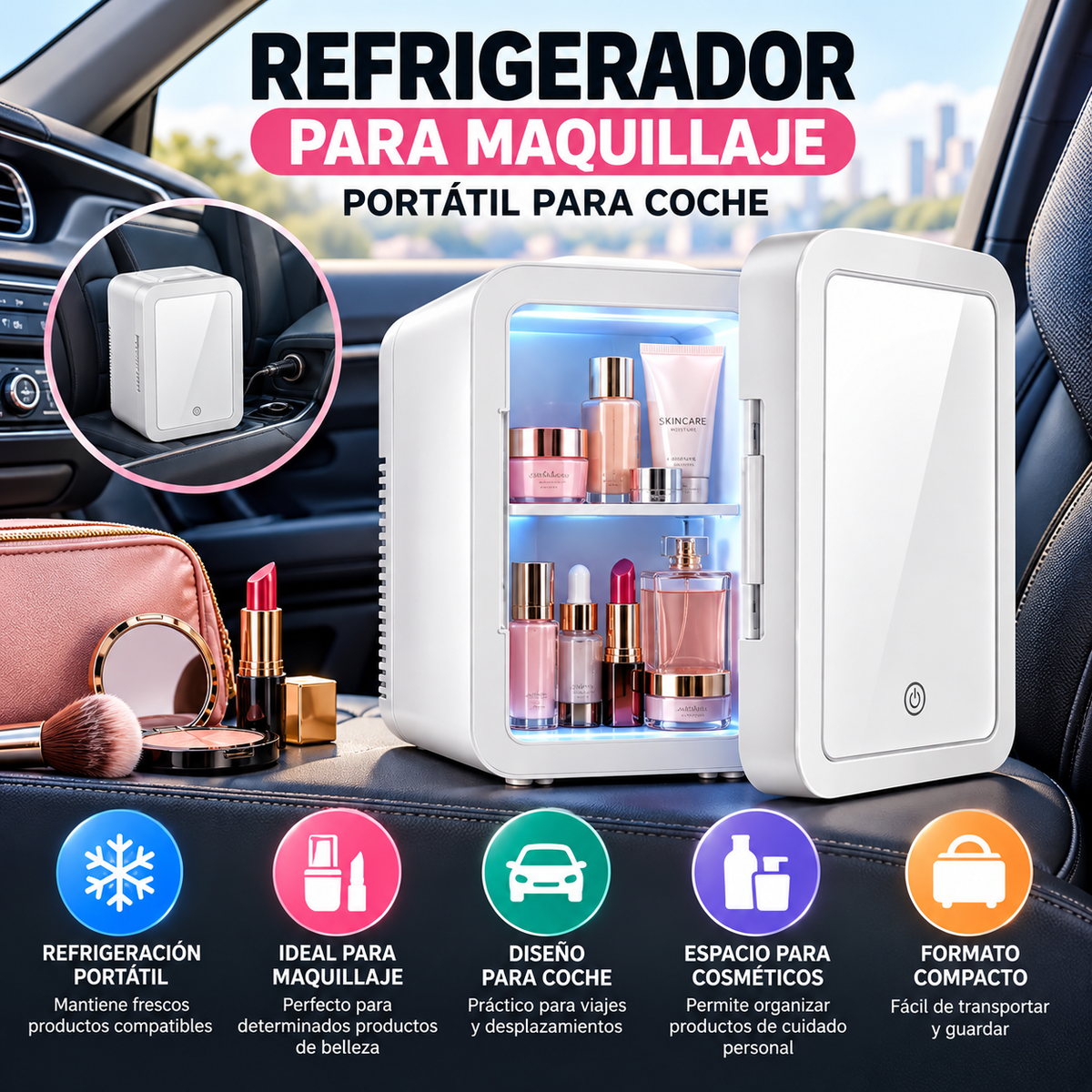 Refrigerador para Maquillaje Portátil para Coche