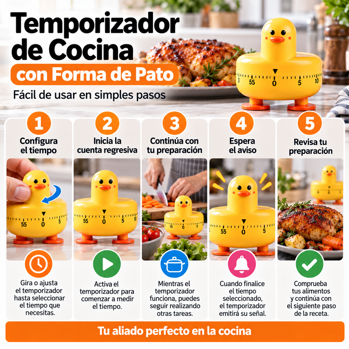 Temporizador de Cocina con Forma de Pato