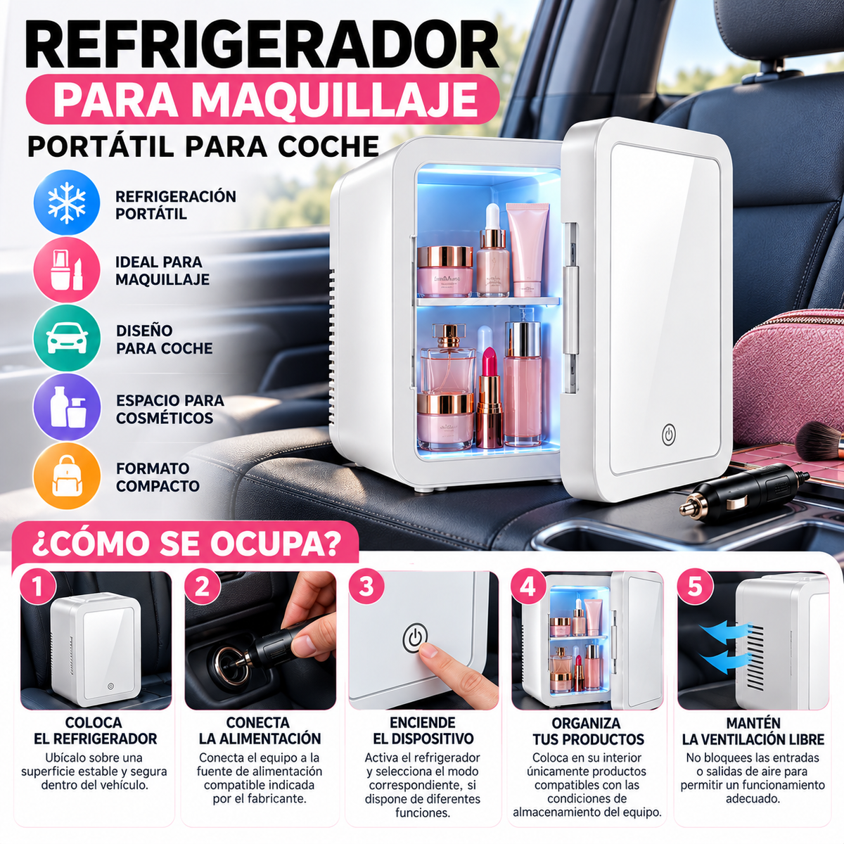 Refrigerador para Maquillaje Portátil para Coche