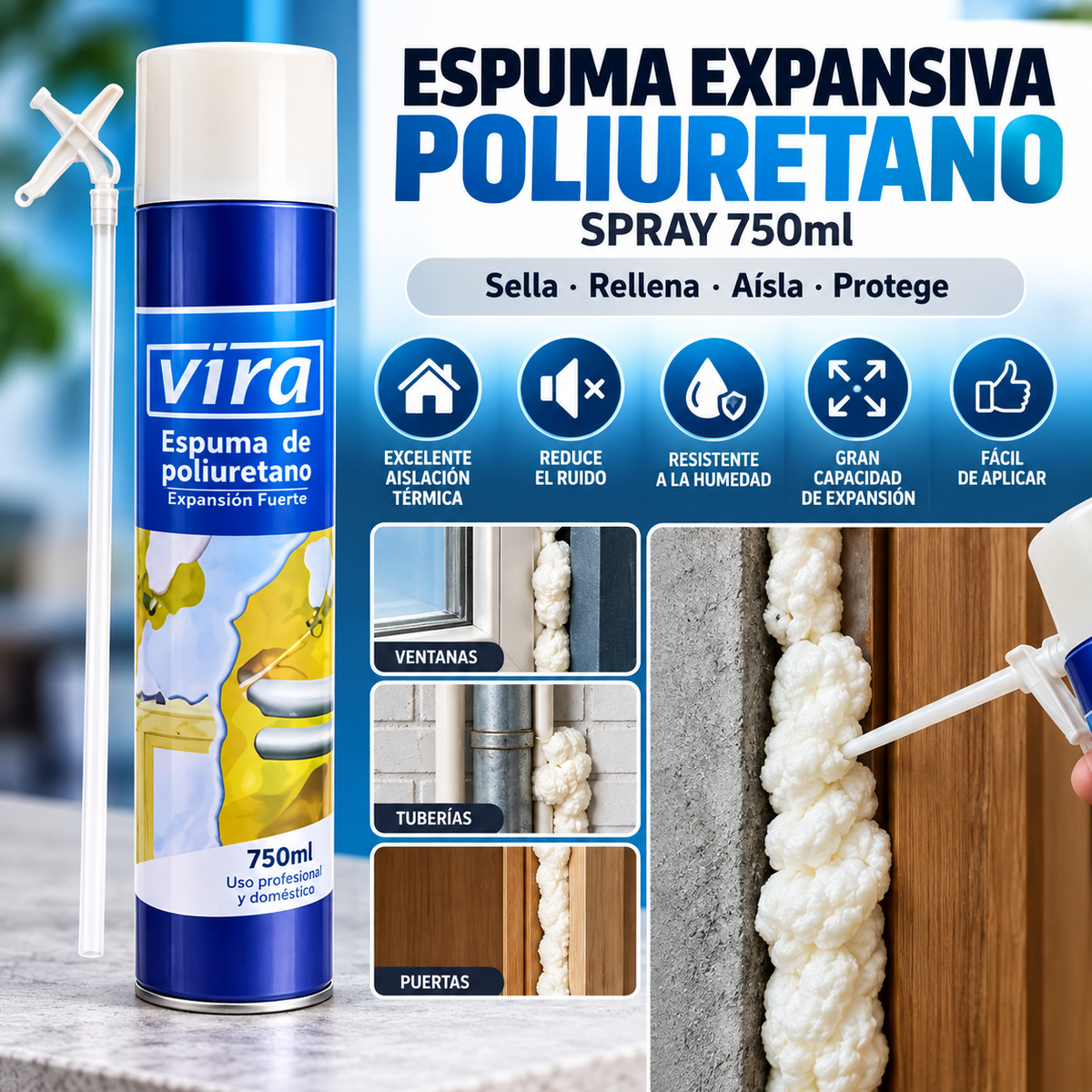 🧰 Espuma Expansiva Poliuretano Spray 750ml