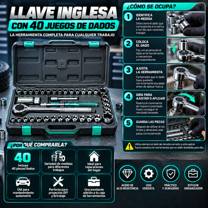 Llave Inglesa con 40 Juegos de Dados
