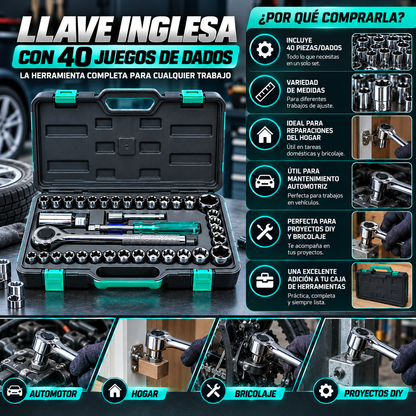 Llave Inglesa con 40 Juegos de Dados