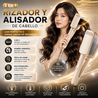 Rizador Y Alisador De Cabello 2 En 1