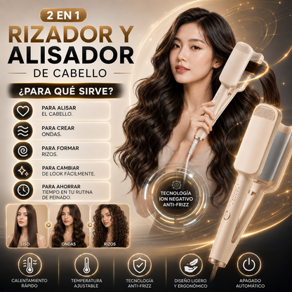 Rizador Y Alisador De Cabello 2 En 1