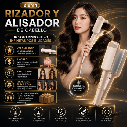 Rizador Y Alisador De Cabello 2 En 1