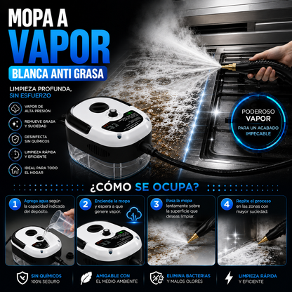 Mopa a Vapor Blanca Anti Grasa