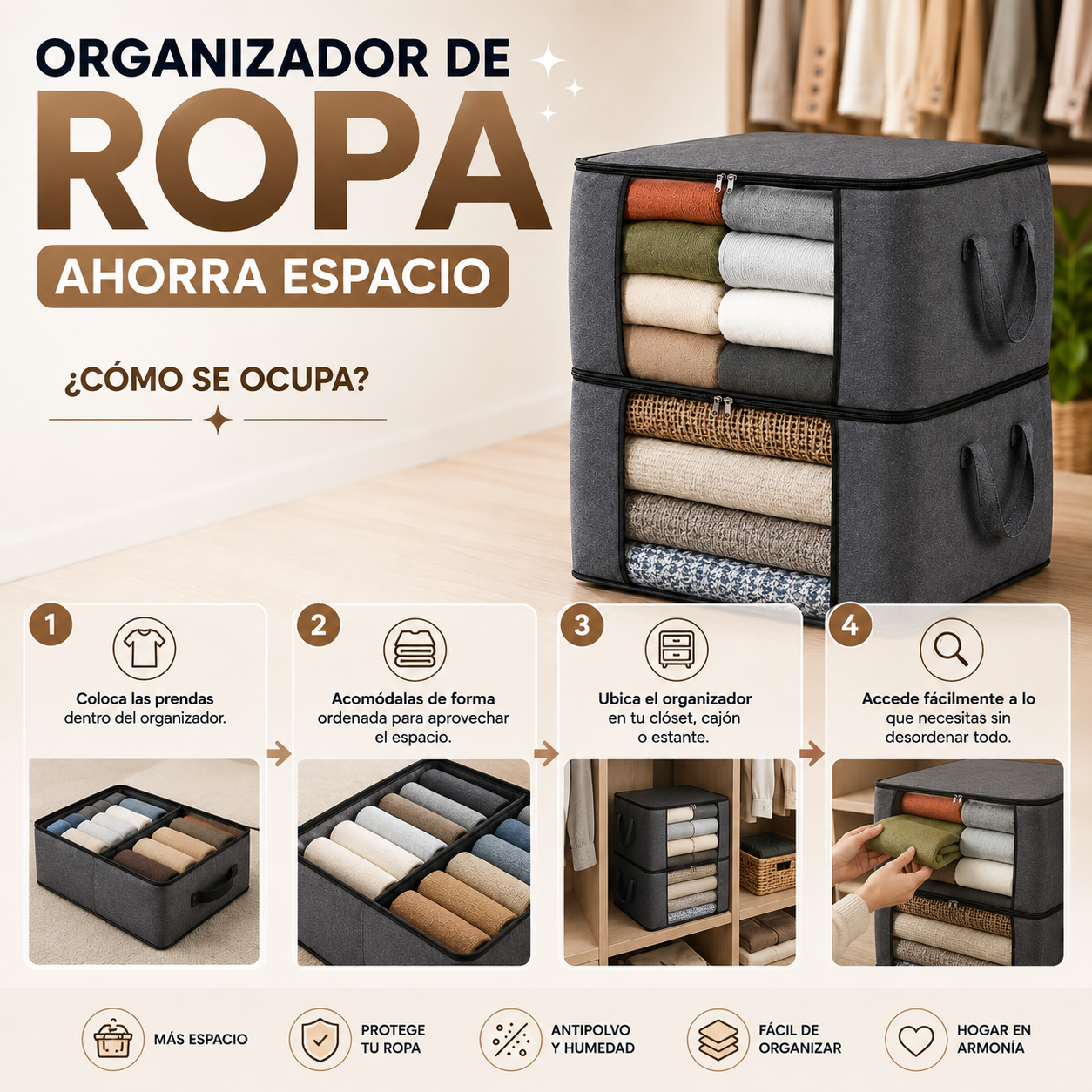 Organizador de Ropa Ahorra Espacio
