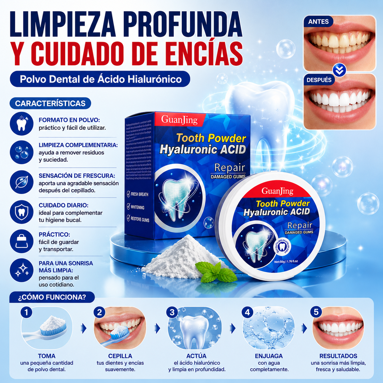 🦷 TOOTH POWDER — AYUDA A CUIDAR Y RECUPERAR TUS ENCÍAS | 2x1