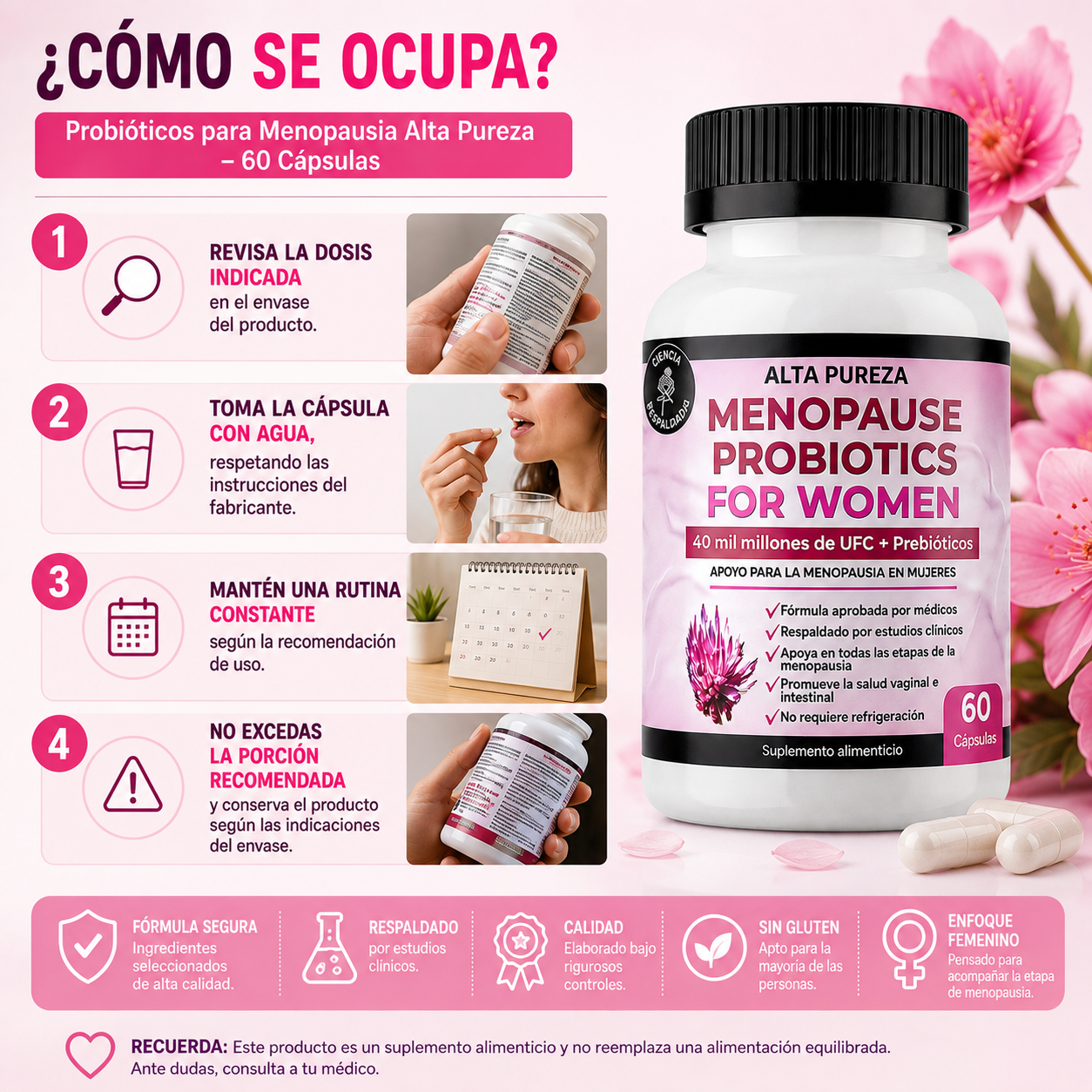 Probióticos para Menopausia Alta Pureza – 60 Cápsulas
