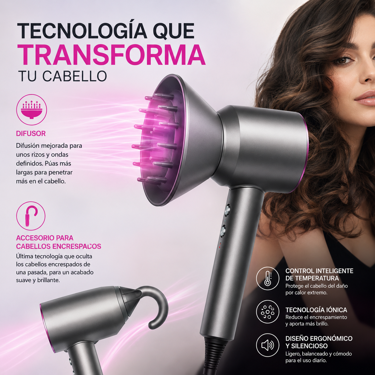 Secador De Pelo Profesional 5 En 1