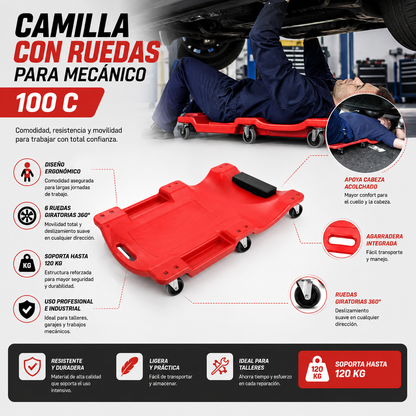 Camilla Con Ruedas Para Mecanico 100 C
