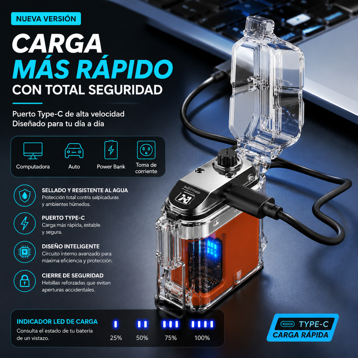 Encendedor Plasma Usb C Resistente