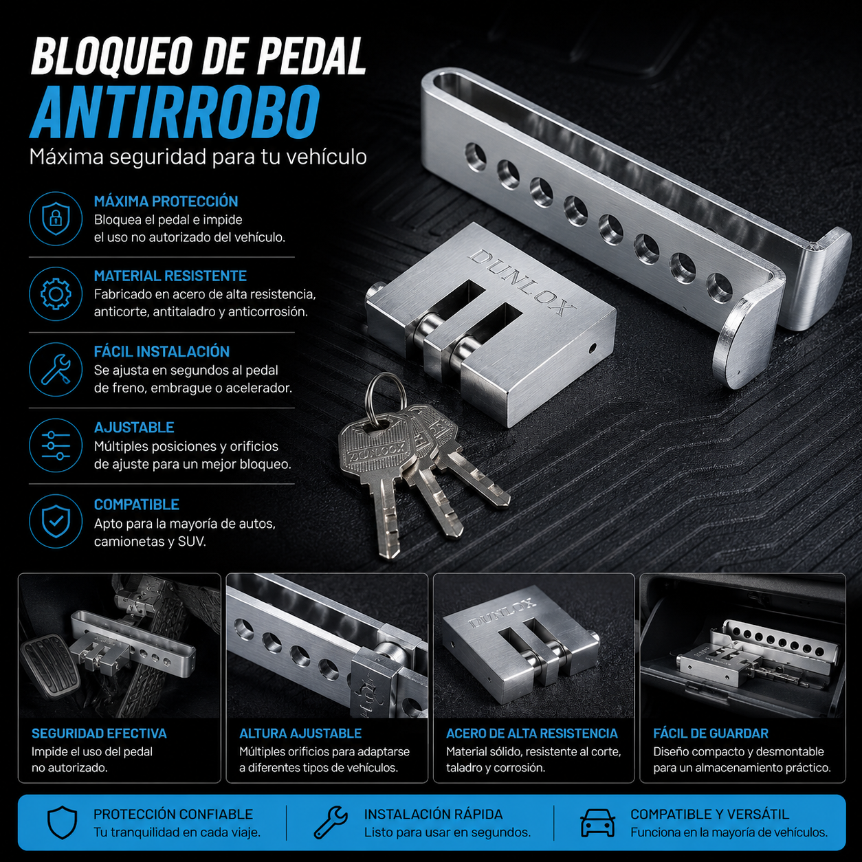TRABA PEDAL  ANTIRROBO AUTOMÓVIL
