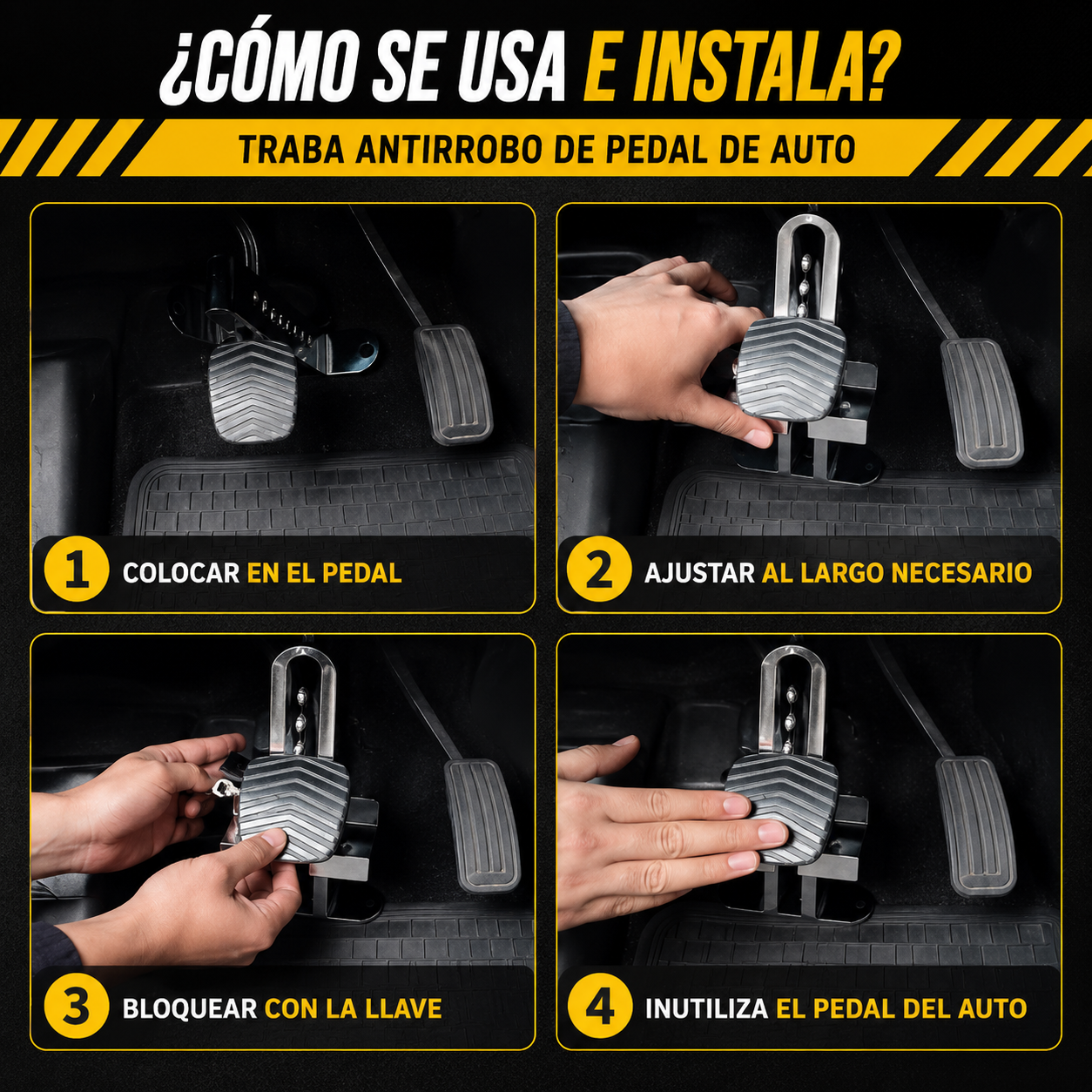 TRABA PEDAL  ANTIRROBO AUTOMÓVIL