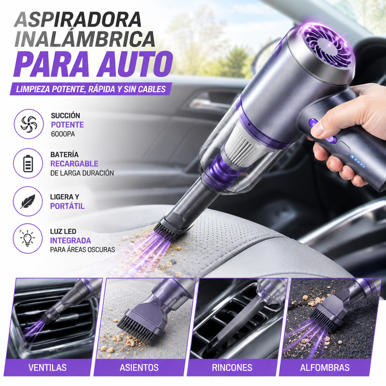 Mini Aspiradora Recargable Potente Portatil