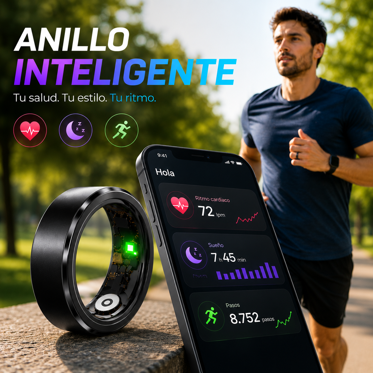 Anillo Inteligente – Control de Salud y Estilo en un Solo Toque