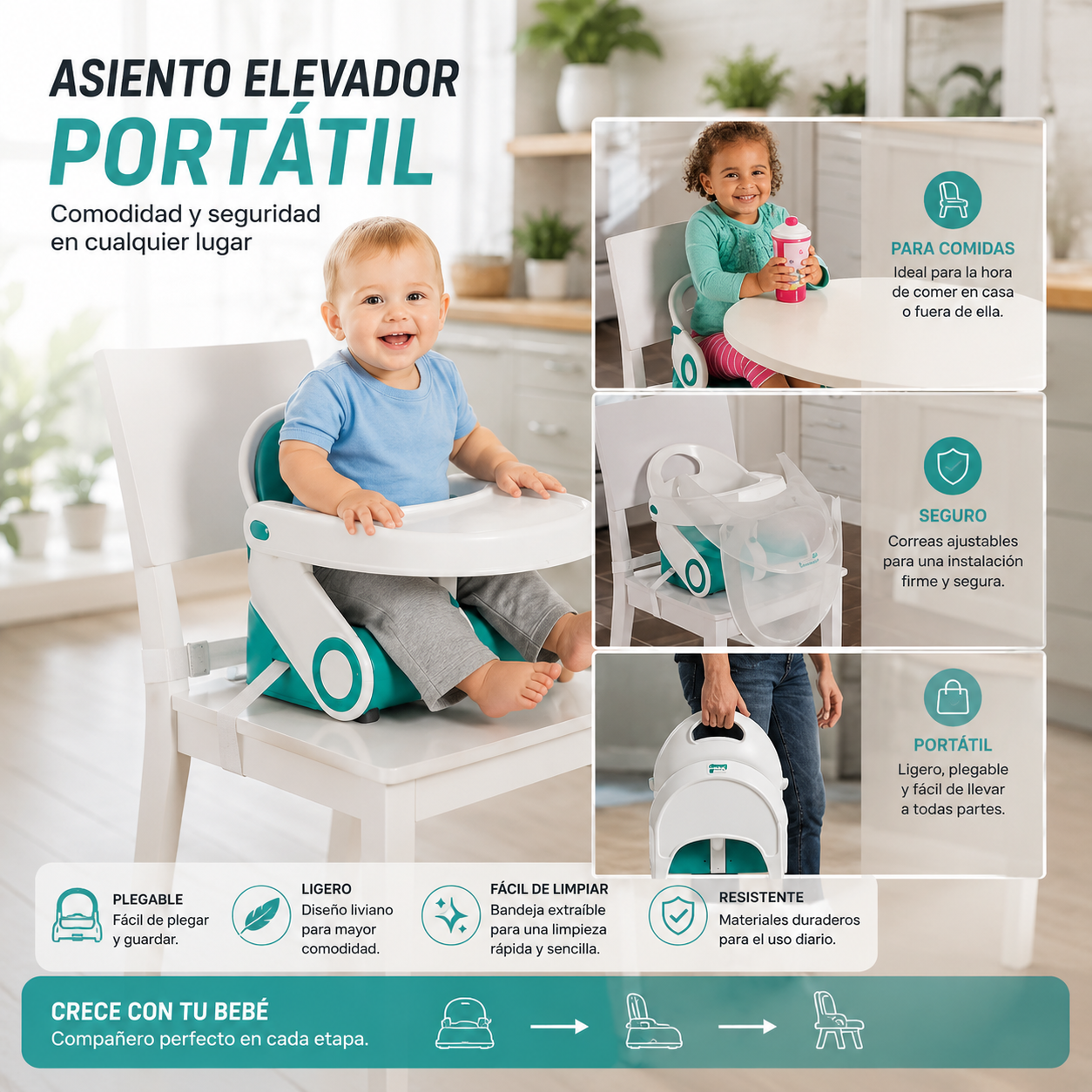 Asiento De Bebe Elevador Plegable