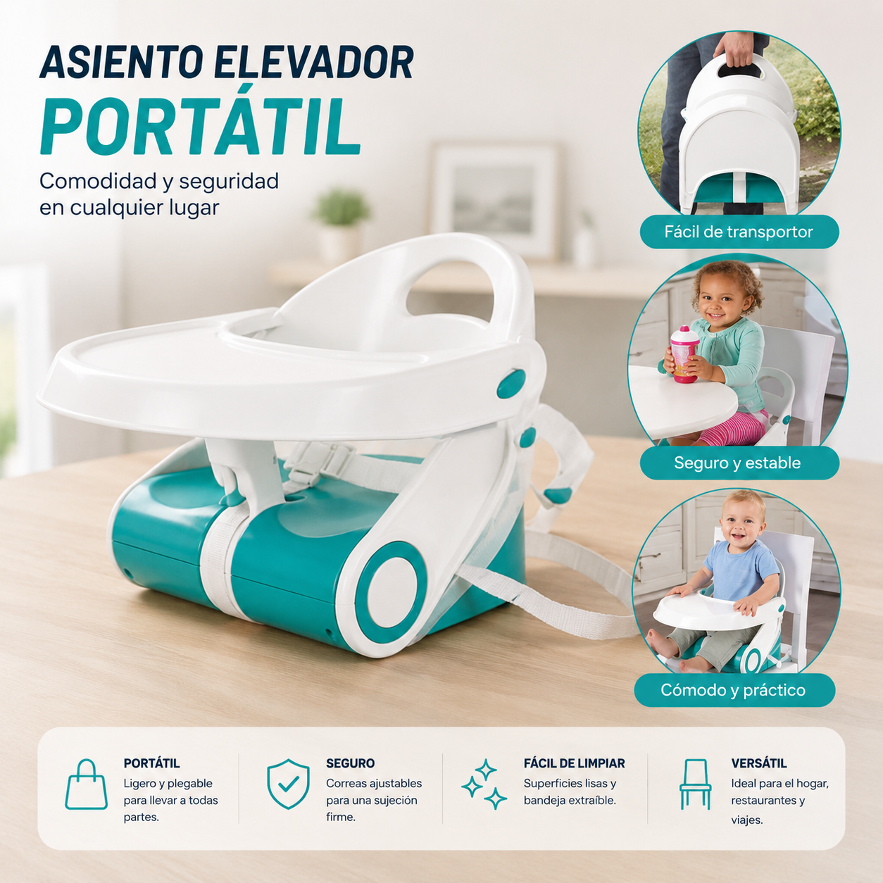 Asiento De Bebe Elevador Plegable