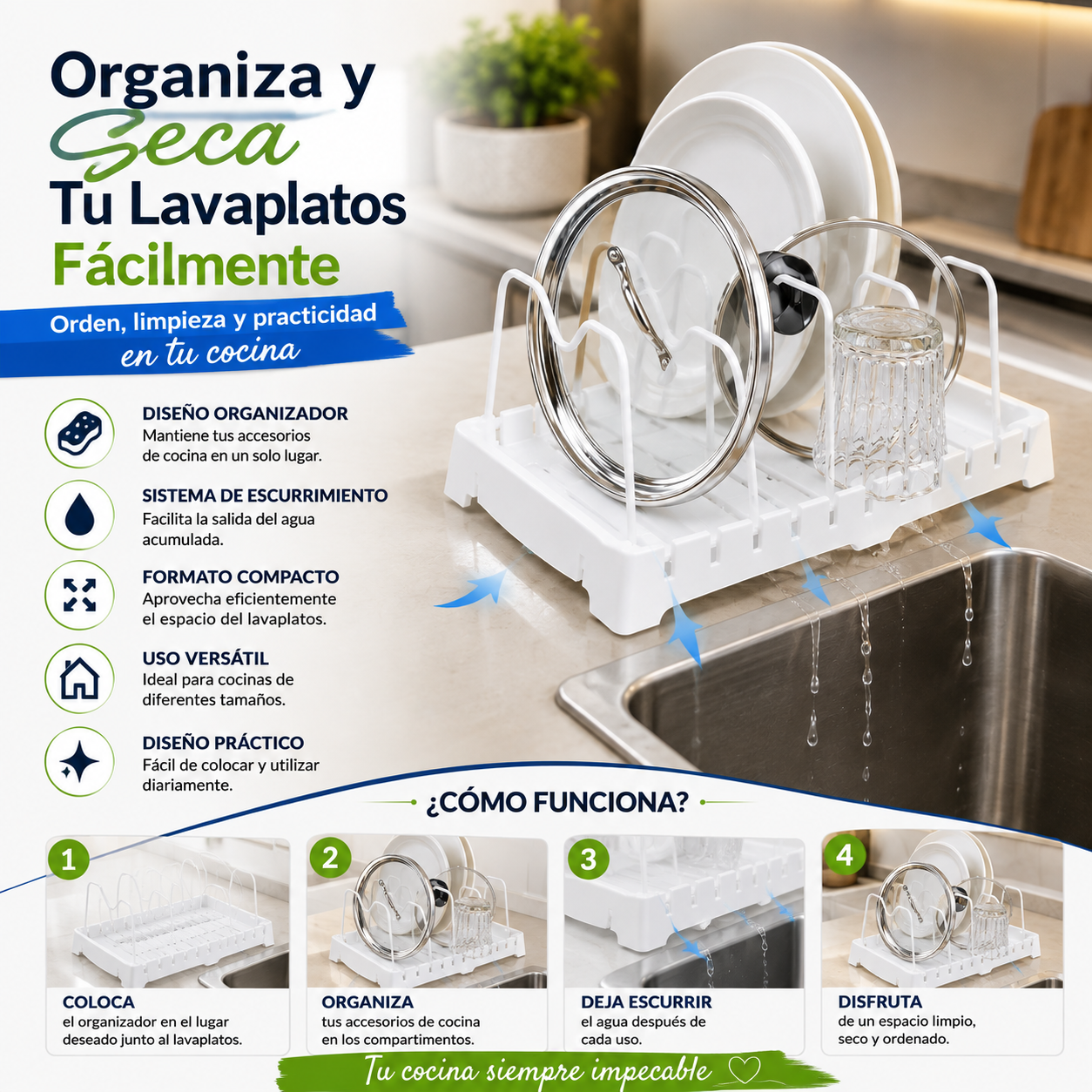 Organizador-Secador para Lavaplatos