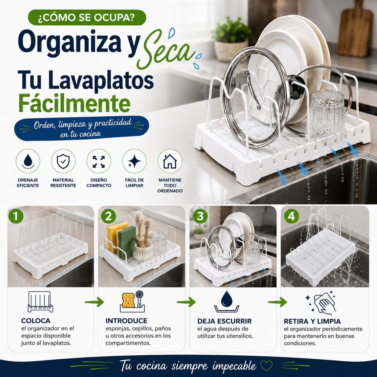 Organizador-Secador para Lavaplatos