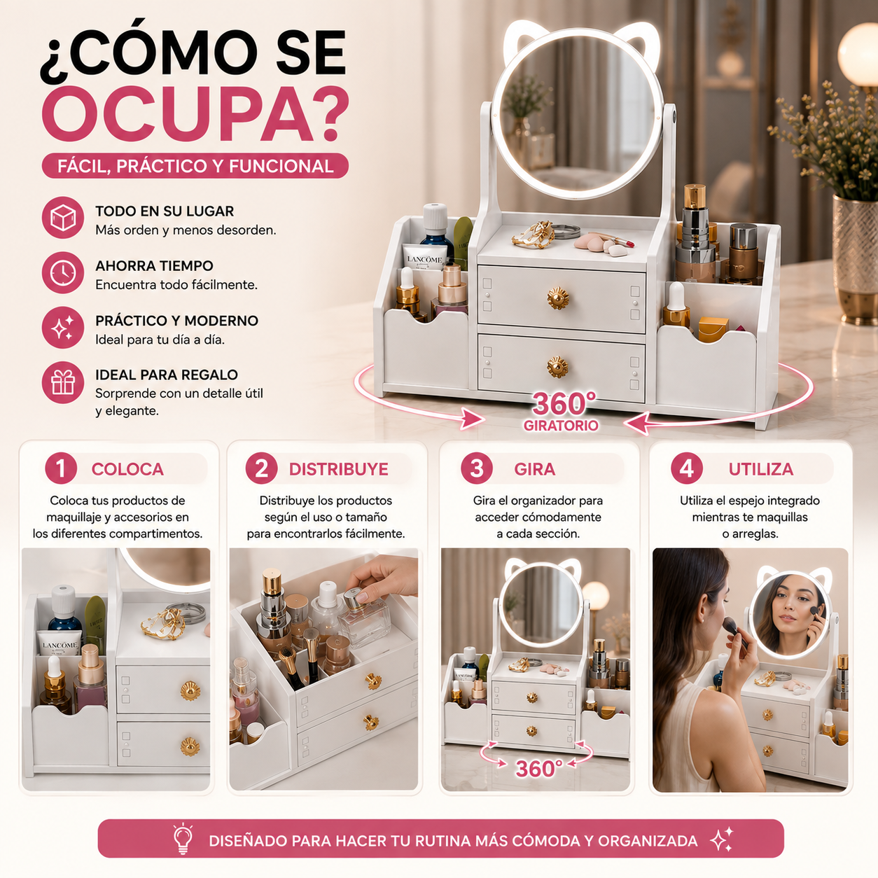 ✨ Organiza tu maquillaje y ten todo a la vista