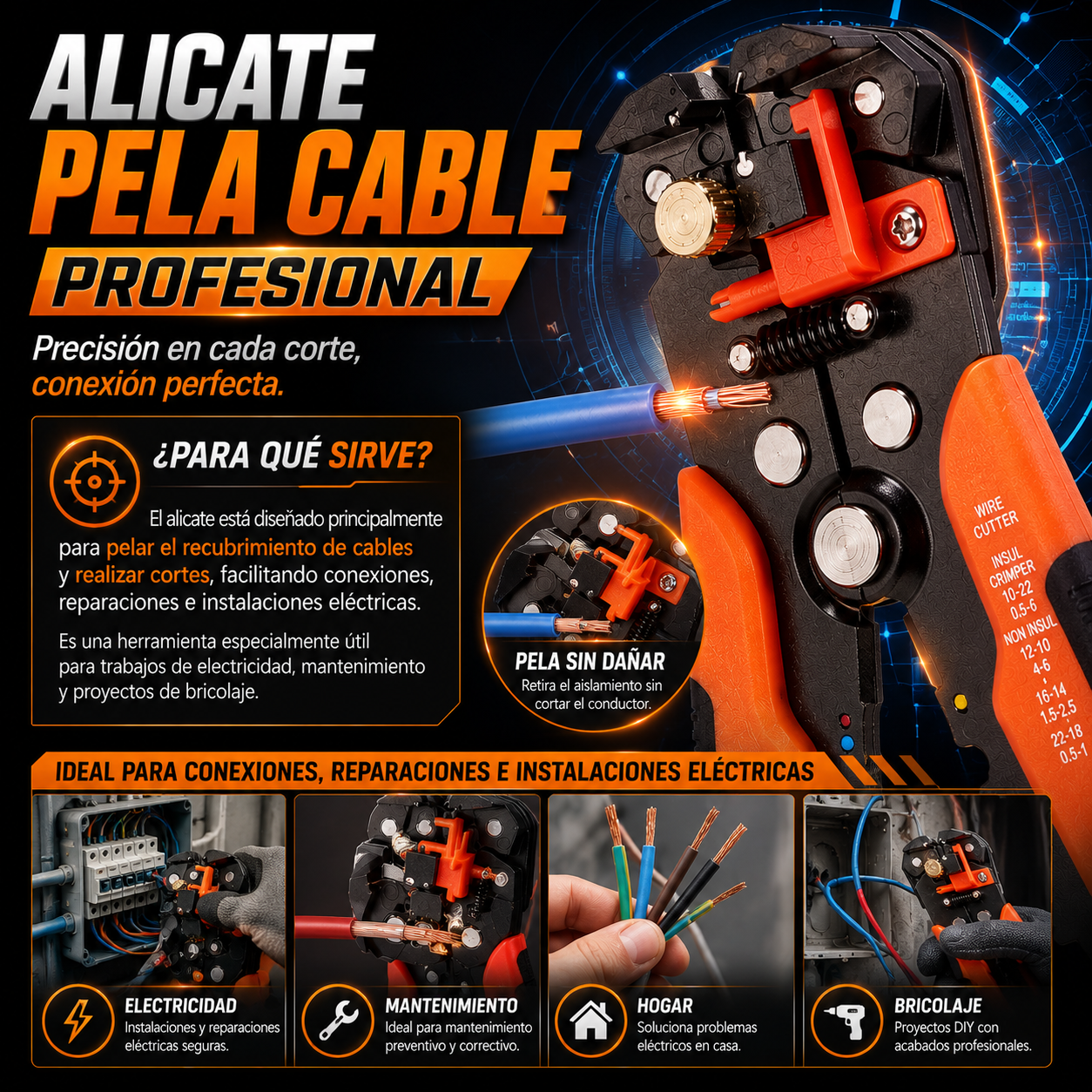 Alicate Pela Cable Profesional