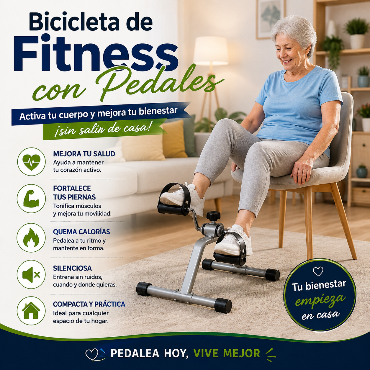 Bicicleta de Fitness con Pedales