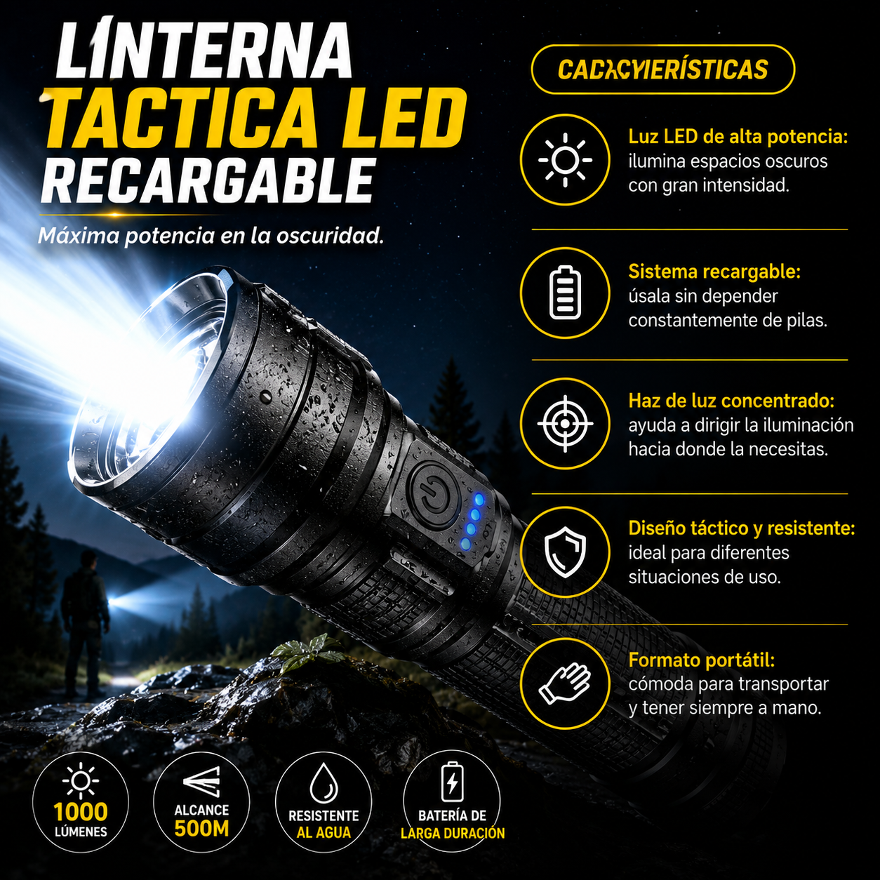 Linterna Táctica LED Recargable