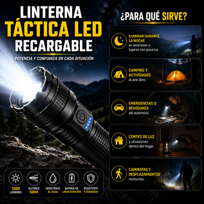 Linterna Táctica LED Recargable